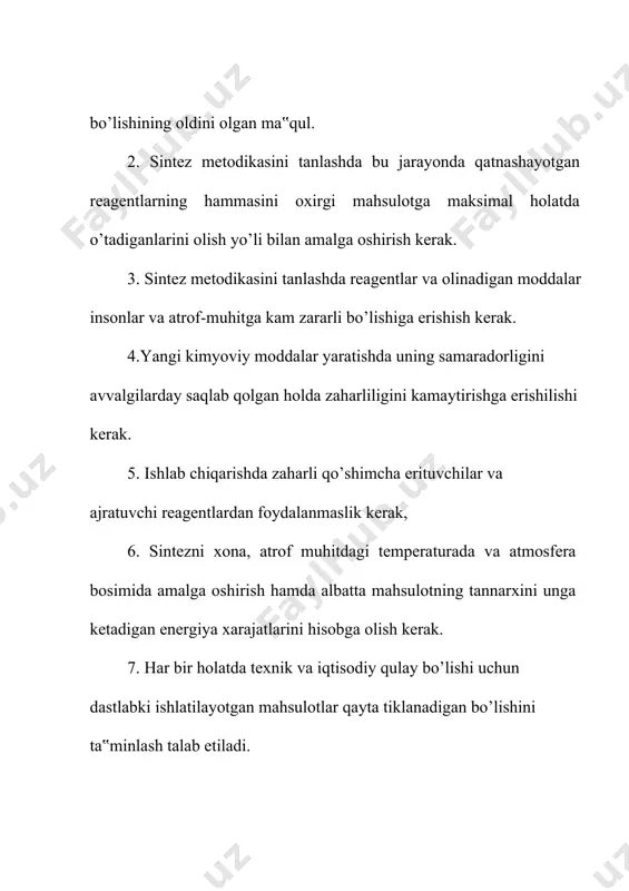 o'z ichiga oladi. yashil kimyo - bu kimyoviy jarayon bo'lib, biz chiqindilarni kimyoviy jarayonlardan boshqaramiz. shunday qilib, u kimyoviy chiqindilardan qutulish orqali atrof –muhitni tozalashni o'z ichiga oladi. biz uni barqaror kimyo deb ham ataymiz. biz asosan yashil kimyo bo'yicha o'rganadigan narsa - kimyoviy jarayon paytida minimal miqdordagi kimyoviy moddalarni ishlatish va xavfli chiqindilar chiqishini minimallashtirish. atrof -muhit kimyosi - kimyo bo'limi, biz tabiatda sodir bo'ladigan kimyoviy jarayonlarni o'rganamiz va tahlil qilamiz. biz buni kimyoviy ifloslanish darajasini aniqlashda muhim bo'lgan bilimning asosiy tarmog'i deb ataymiz. bu sohada asosan kimyoviy sintez jarayonlari uchun qayta tiklanmaydigan xom ashyoni ishlatib, atrof muhitni ifloslanishiga kimyoviy ta'sirini va uni kamaytirishga e'tibor qaratiladi "yashil kimyo" – an‟anaviy kimyodan atrof-muhitga zarar qilmaydigan kimyoviy ishlab chiqarishga ega bo’lishi bilan farq qiladi. bu kimyoviy ishlab chiqarish iqtisodiyotning rivoji uchun asos bo’ladi. keyingi yillarda dunyoning rivojlangan mamlakatlari universitetlarida va ilmiy markazlarida kimyoviy jarayonlarni amalga oshirishga yashil kimyo prinsiplari asosida qarashlar …