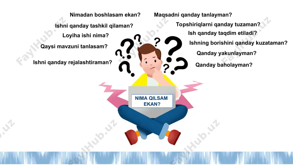 lari. 4. ijro bosqichi o‘quvchilar mustaqil yoki jamoaviy ishlaydi. o‘qituvchi yo‘l-yo‘riq ko‘rsatadi, kuzatadi va maslahat beradi. o‘quvchilar qayta tiklash rejasini tayyorlaydi, masalan: arxitekturaviy dizaynni restavratsiya qilish. madaniy festival tashkil qilish orqali jamoatchilikni jalb qilish. moliyalashtirish uchun homiylik takliflari. loyiha taqdimotini tayyorlash (poster, sun’iy video yoki powerpoint). 5. natijani taqdim etish o‘quvchilar amir temur davlatining tarixiy va madaniy ahamiyatini chuqur tushunadi. jamoaviy ish, tadqiqot va taqdimot ko‘nikmalari rivojlanadi. tarixiy yodgorliklarni muhofaza qilishning dolzarbligi haqida ongi shakllanadi. 6. baholash har bir guruh loyihasini sinf oldida taqdim etadi, masalan, qayta tiklash rejasini ko‘rsatadi va uning tarixiy asoslarini izohlaydi. o‘qituvchi va boshqa o‘quvchilar loyihani baholaydi (yaratuvchilik, tarixiy aniqlik, amaliy qo‘llash). o‘zaro baholash va o‘z-o‘zini baholash ham kiritilishi mumkin. baholash mezonlari tarixiy faktlarning to‘g‘riligi (30%). loyiha rejasining amaliyligi va ijodkorligi (40%). taqdimot sifati va jamoaviy ishlash (30%). hamkorlikda o'rganish - bu ikki yoki undan ortiq odamlar birgalikda nimanidir o'rganish yoki o'rganishga harakat qiladigan vaziyatdir charlz …