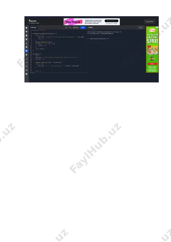 omonlama navbat hisoblanadi. ya’ni (double ended queues) ikkala uchli navbat - bu ikkala uchida kengayish va qisqarish xususiyatiga ega bo'lgan ketma-ket konteynerlar.ular vektorlarga o'xshash, ammo elementlarni kiritish va yo'q qilishda samaraliroq. vektorlardan farqli o'laroq, tutashgan joy ajratilishini kafolatlash mumkin emas. dek, asosan ma'lumotlar tuzilmasining ikki tomonlama navbatini amalga oshirishdir. navbatdagi ma'lumotlar tuzilishi faqat oxiriga qo'shib, old tomondan o'chirishga imkon beradi. bu haqiqiy hayotdagi navbatga o'xshaydi, unda odamlar old tomondan olib tashlanadi va orqada qo'shiladi. ikkala tugagan navbat - bu qo'shilish va o'chirish operatsiyalari ikkala uchida ham mumkin bo'lgan navbatlarning alohida holati. topshiriq 10-amaliy mashg‘ulot: daraxtsimon ma’lumotlar tuzilmalarini qayta ishlash algoritmlari va dasturlarini tuzish. ishdan maqsad. ushbu amaliyot ishida talabalar daraxtsimon ma’lumotlar tushunchasi bilan tanishib chiqishi hamda daraxt balandligi va binar daraxtlar ustida amallar bajarish qo‘yilgan masala. talabalar topshiriq variantiga mos ravishda binar darxtlar ustida berilgan amallar bilan ishlash ko‘nikmasiga ega bo‘lishlari kerak. ish tartibi: · tajriba ishi nazariy ma’lumotlarini o‘rganish; …
