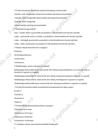 o’zbek shevalarini tasniflash va dialektologiya taqdimoti — DOCX