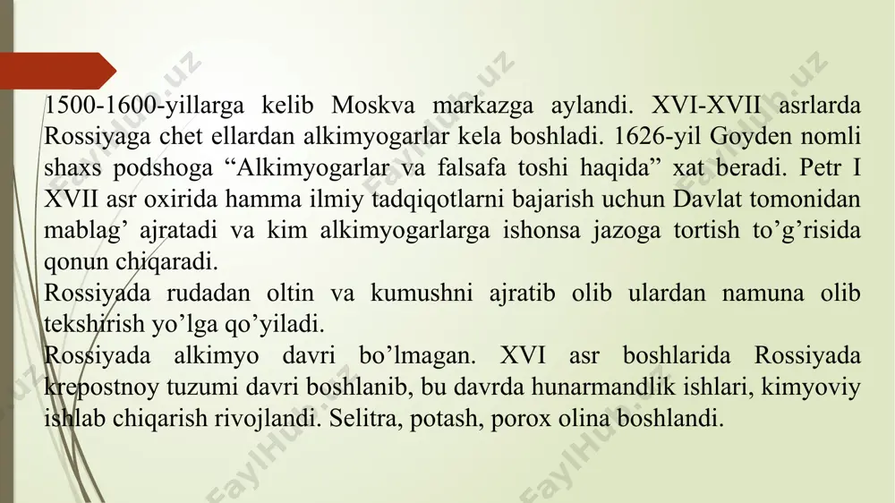 a ilmiy tеkshirish institutlari anorganik va umumiy kimyo instituti, polimеrlar kimyosi va fizikasi instituti, bioorganika instituti va o’simliklar kimyosi institutlari ochildi. yunusov sobir yunusovich (1909-1995) o’zbekiston respublikasi fa muxbir a’zosi sodiqov obid sodiqovich (1913-1987) o’zbekiston respublikasi fa akademigi usmonov hamdam usmonovich (1916-1994) o’zbekiston respublikasi fa akademigi rashidova sayyora sharofovna 1943-yilda tug’ilgan. o‘zbekiston fanlar akademiyasi akademigi parpiyev nusrat aʼzamovich 1931-2021 oʻzbekiston fanlar akademiyasi akademigi o’zbekistonning mashhur kimyogar olimlari. o’zbеkistonning kimyo sanoati 1930-yillardan rivojlana borgan. 1931-yilda esa farg’ona moy zavodi mahsulot bеra boshlagan. o’zbеkistonda birinchi bo’lib 100 xildan ortiq turdagi o’simliklarning danagidan yuqori sifatli moy, qoldiq mahsulotlardan gossipol va yuqori sifatli oqsil ishlab chiqarish yo’lga qo’yilgan. 100-yildan ortiq tarixga ega bo’lgan samarqand kimyo zavodining ham o’rni bеqiyosdir. 1935-yilda qo’qon o’g’it zavodi ishga tushirilib, u kеyinchalik fosforli o’g’itlar zavodiga aylantirildi. 1938-yilda quvasoy sеmеnt zavodi, o’zbеkistonda qora mеtallurgiya sohasi bo’yicha faoliyat ko’rsatib kеlayotgan korxona bеkobod shahridagi o’zbеkiston mеtallurgiya zavodidir. 1943-yilda esa moskva viloyatidan namanganga …