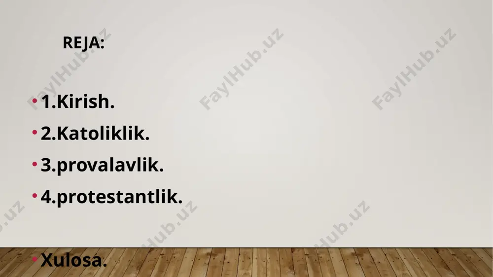 bir-biridan ajralib ketdi. pravoslavlik sharqiy xristianlikning asosiy oqimi bo‘lib, vizantiya imperiyasining markaziy diniy yo‘nalishiga aylangan. pravoslav cherkovi g‘arbiy rim-katolik cherkovidan farqli ravishda sharqiy rim imperiyasi (bizans) madaniy va diniy an’analariga asoslangan. asosiy xususiyatlar:mahalliy patriarxatlar va avtokefaliya: pravoslav cherkovida yagona rahbar yo‘q. har bir milliy cherkov (masalan, yunon, rus, serb pravoslav cherkovlari) o‘zining mustaqil boshqaruv tizimiga ega. boshqa pravoslav cherkovlari o‘zaro hurmatni saqlab, birgalikda xizmat qiladilar. ilohiy liturgiya: pravoslavlikda liturgiya (yig‘ilish marosimi) diniy hayotning markaziy qismidir. bu marosimlar davomida mo‘minlar xudoga minnatdorchilik bildiradilar va ilohiy inoyatni qabul qiladilar. liturgiya odatda bayramona va qadimiy rituslar bilan bezatilgan bo‘ladi.ikonalar va ikonografiya: pravoslav cherkovi ikonalarni, ya'ni diniy obrazlarni katta hurmat bilan qabul qiladi. ular orqali xudo va azizlarning inoyati va ilohiyligi aks etadi deb ishoniladi. tarixiy rivojlanish:1054 yilda rim-katolik cherkovidan ajralib chiqqan. bu hodisa buyuk ajralish deb nomlanadi.pravoslav cherkovi asosan sharqiy yevropa, rossiya va bolqon hududlarida keng tarqalgan.1453 yilda vizantiya imperiyasi qulaganidan keyin ham, …
