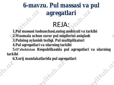 pul massasi va pul agregatlari — PDF