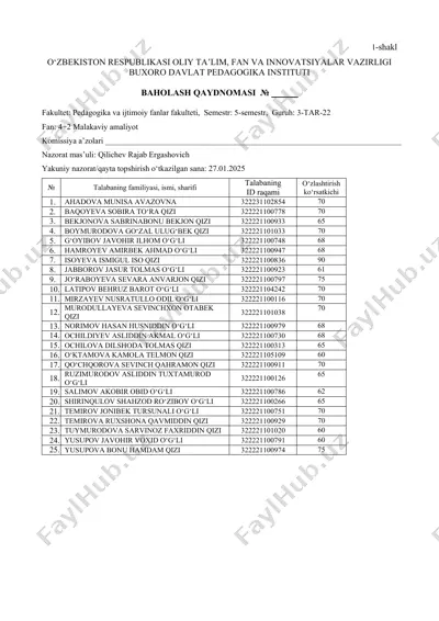 baholash qaydnomasi — DOCX