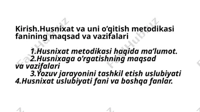husnixat va uni o’qitish metodikasi — PPTX
