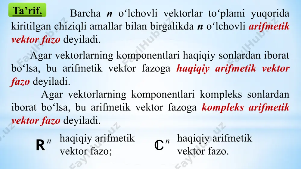 n oʻlchovli vektorlar taʼrifi - Page 5