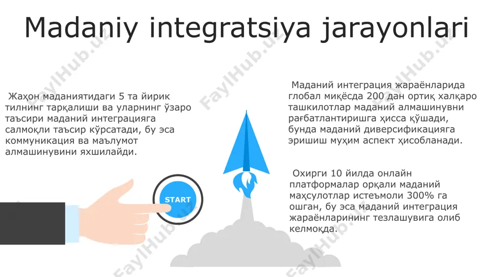 di, bu esa davlatlararo munosabatlarning kuchayishi va yangi geosiyosiy raqobatlarning paydo bo'lishi bilan bog'liq tahdidlarni keltirib chiqarishi mumkin. integratsiyaning asosiy shakllari va turlari transmilliy korporatsiyalar global integratsiyaga 50% dan ortiq hissa qo'shadi, jahon savdosining 80%ini boshqaradi, shuningdek, xorijiy investitsiyalarni jalb qilishda muhim rol o'ynaydi. integratsiya jarayonlarining 3 asosiy turi mavjud: iqtisodiy (bozor integratsiyasi, 20 dan ortiq davlatni o'z ichiga olishi mumkin), siyosiy (masalan, yevropa ittifoqi kabi 27 a'zo davlat) va harbiy (nato kabi ittifoqlar, 30 dan ortiq mamlakat). madaniy integratsiya turli xil shakllarga ega: global ommaviy axborot vositalari orqali tarqalish, xalqaro turizmning o'sishi (yiliga 1,2 milliarddan ortiq sayohatchi) va immigratsiya oqimlari orqali madaniy almashinuv. siyosiy integratsiya jarayonlari siyosiy integratsiya jarayonlarida 20-asrning ikkinchi yarmidan boshlab, 190 dan ortiq davlat o'zaro hamkorlikni kuchaytirish maqsadida turli xil mintaqaviy tashkilotlarni tashkil etdi, bu esa global siyosiy landshaftni sezilarli darajada o'zgartirdi. yevropa ittifoqi (ei) siyosiy integratsiyaning muvaffaqiyatli namunasi hisoblanadi, u 27 a'zo davlatni o'z ichiga …