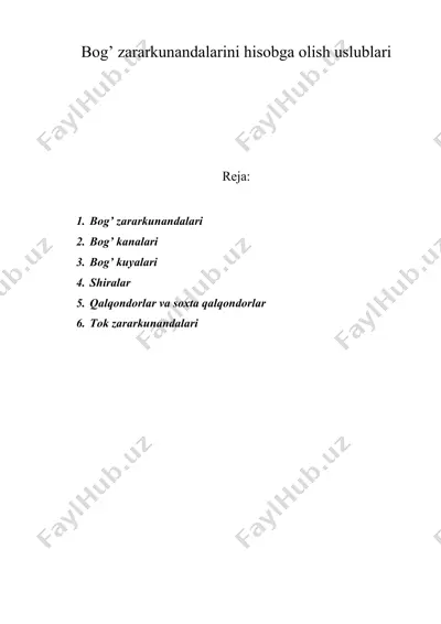 bog’ zararkunandalarini hisobga olish uslublari — DOC
