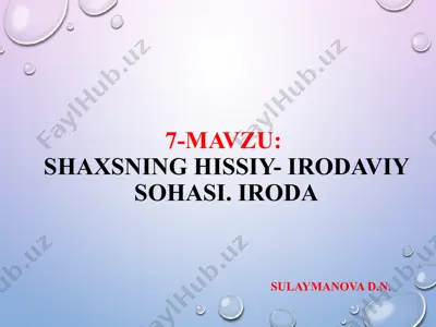 hissiyot va irodaviy sohasi — PPT