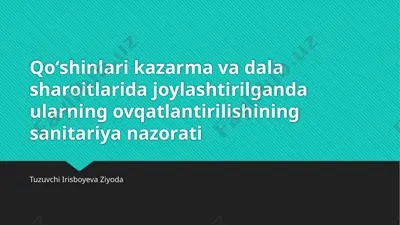 ovqatlanish sanitariya nazorati — PPTX