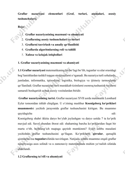 graflar nazariyasi elementlari — DOCX