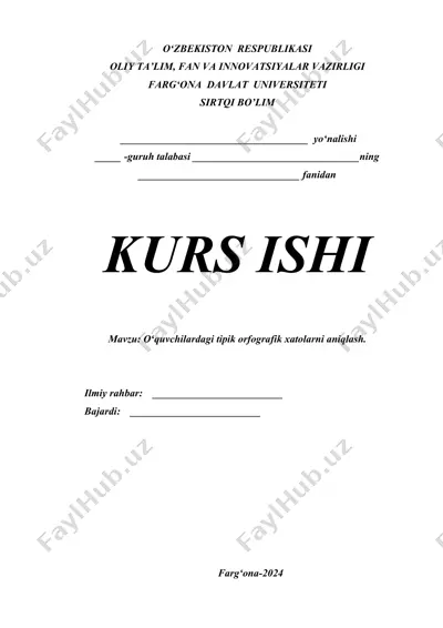 oʻquvchilardagi tipik orfografik xatolarni aniqlash. — DOCX