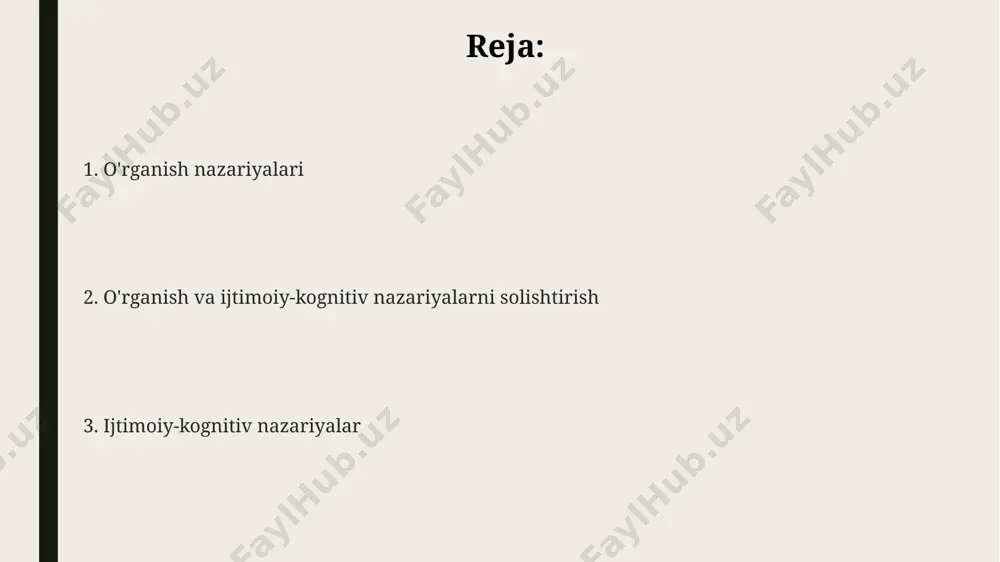 giyasini 4 xil usulda, shu jumladan, hamkorlik va raqobat orqali shakllantiradi. modellik ta'siri ijtimoiy kontekstda 70% gacha ta'sir ko'rsatib, kuzatish orqali o'rganishning muhim vositasi bo'lib xizmat qiladi. ijtimoiy qo'llab-quvvatlashning 3 darajasi (ya'ni, oila, tengdoshlar, jamoa) o'rganish jarayoniga sezilarli ta'sir ko'rsatib, muvaffaqiyat darajasini 20% ga oshirishi mumkin. vikariy mukofot va jazolash vikariy mukofotlash va jazolash jarayonida kuzatilgan xatti-harakatlarning 70% ga yaqini o'rnak bo'lgan shaxsning ijtimoiy mavqeiga bog'liq bo'lib, yuqori mavqeli shaxslarning xatti-harakatlari ko'proq taqlid qilinadi. vikariy mukofot va jazolashning samaradorligi, kuzatilgan shaxs bilan kuzatuvchi o'rtasidagi o'xshashlik darajasiga, ya'ni, yosh, jins va ijtimoiy holat kabi omillarga bog'liqdir. tadqiqotlar shuni ko'rsatadiki, o'rtacha 5 dan 10 gacha takrorlanadigan kuzatish jarayonidan so'ng, vikariy mukofot yoki jazolash ta'siri kuchayib boradi va xatti-harakatlarda sezilarli o'zgarishlar ro'y beradi. o'z-o'zini samaradorlik oʻz-oʻzini samaradorlikning yuqori darajasi 80% dan ortiq muvaffaqiyatga erishish ehtimolini oshiradi, past darajasi esa 20% dan kamroq muvaffaqiyatga olib kelishi mumkin. banduraning nazariyasiga koʻra, oʻz-oʻzini samaradorlik darajasi 1 …