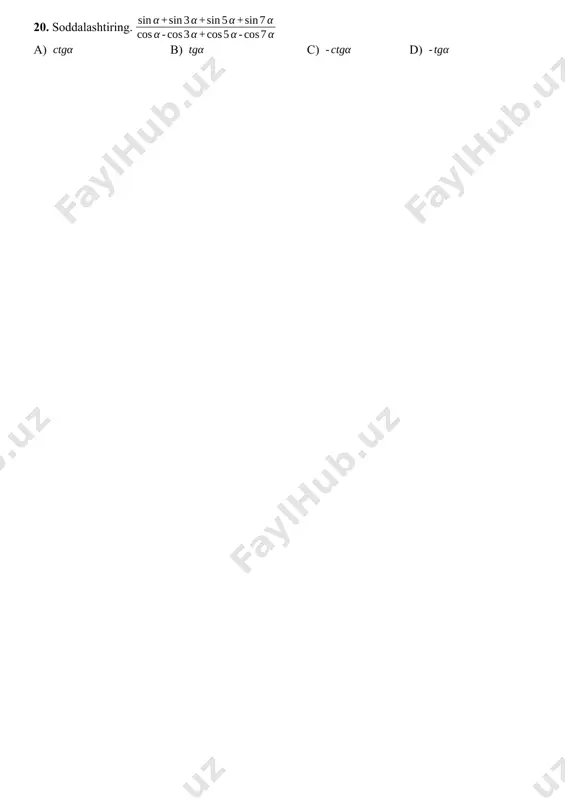 matematika fanini o'zlashtirish test savollari - Page 3