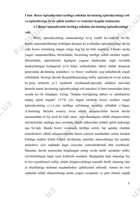an, bozor iqtisodi sharoitida hususiy ishlab chiqarish va iste'mol bir qator ijobiy va salbiy oqibatlarni tug`diradi. bu oqibatlar bevosita uchinchi shaxs manfaatida aks etadi va demak kishilarning alohida guruhi va umuman jamiyat manfaatiga ta'sir qiladi. masalan, chiqitli texnologiyaga asoslangan ishlab chiqarishlarda tozalash qurilmalariga xarajatlarni tejash, xususiy ishlab chiqaruvchilar nuqtai nazaridan (u yoki bu kompaniya yoki individual ishlab chiqarishga) foydali, atrof muhitni ifloslanishiga olib kelishi esa boshqa kishilar uchun qo`shimcha salbiy oqibatga ega. davlat yakka tadbirkor yoki istemolchidan farqli, jamiyat manfaatini ifodalab, qo`shimcha ijobiy samarani rag`batlantirishga va aksincha salbiy samara bilan bog`liq faoliyatni tartibga solishi va cheklashga harakat qilishi zarur. uchinchidan, davlatning iqtisodiy jarayonlariga aralashuvi shu sababli ro`y beradiki, individual istemolchilar hamma vaqt u yoki bu tovarni iste'mol qilishning oqibatlarini ob'ektiv baholay olmaydi. shu nuqtai nazardan, davlat foydali iste'molni kengaytirish va aksincha sog`lik uchun zarar tovarlar iste'molini cheklash vazifasini o`z zimmasiga oladi. to`rtinchidan, davlat o`z zimmasiga bozorning tabiatidan kelib chiqadigan ayrim …
