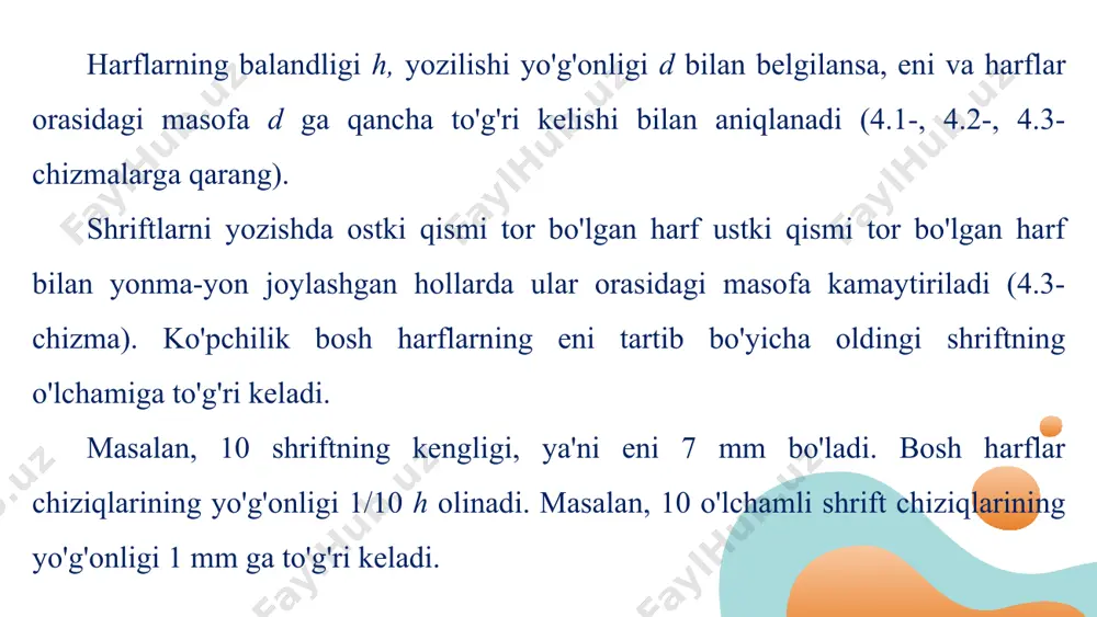 4-5-mavzu chizma shriftlari va ularning o'lchamlari 8-sinf - Page 5