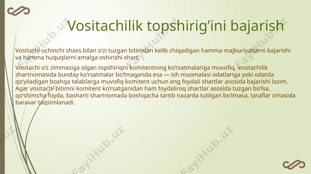 sh, shuningdek u mol-mulkni ishonchli boshqarish chog‘ida qilgan zarur xarajatlarni boshqarishga topshirilgan mol-mulk hisobidan yoki ushbu mol-mulkdan foydalanishdan kelgan daromadlar hisobidan qoplatish huquqiga ega. mol-mulkni ishonchli boshqarish shartnomasining bekor bo’lishi mol-mulkni ishonchli boshqarish shartnomasi quyidagi hollarda bekor bo‘ladi: taraflardan birining shartnoma muddati tugashi munosabati bilan shartnomani bekor qilish to‘g‘risidagi arizasiga muvofiq; agar shartnomada boshqa hol nazarda tutilgan bo‘lmasa, foyda oluvchi fuqaroning vafot etishi, foyda oluvchi yuridik shaxsning tugatilishi munosabati bilan; ishonchli boshqaruvchi fuqaro vafot etganida, u muomalaga layoqatsiz, muomala layoqati cheklangan yoki bedarak yo‘qolgan deb hisoblanganida, shuningdek yakka tadbirkor to‘lovga qobiliyatsiz deb topilganida; ishonchli boshqaruvchi yuridik shaxs tugatilganida, u to‘lovga qobiliyatsiz deb topilganida; foyda oluvchi, agar shartnomada boshqacha tartib nazarda tutilgan bo‘lmasa, shartnoma bo‘yicha foydani olishdan bosh tortganida; kamida uch oy oldin bundan xabardor qilib qo‘yilishi kerak. ishonchli boshqaruvchi yoki boshqaruv muassisi ishonchli boshqaruvchi uchun mol-mulkni ishonchli boshqarishni shaxsan amalga oshirishi mumkin emasligi munosabati bilan boshqaruvni amalga oshirishdan bosh tortganida; …