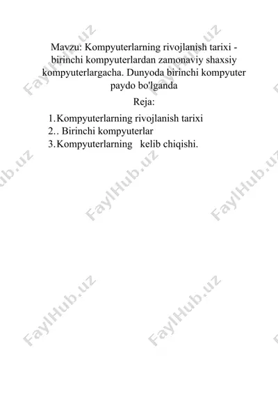kompyuterlarning rivojlanish tarixi — DOCX