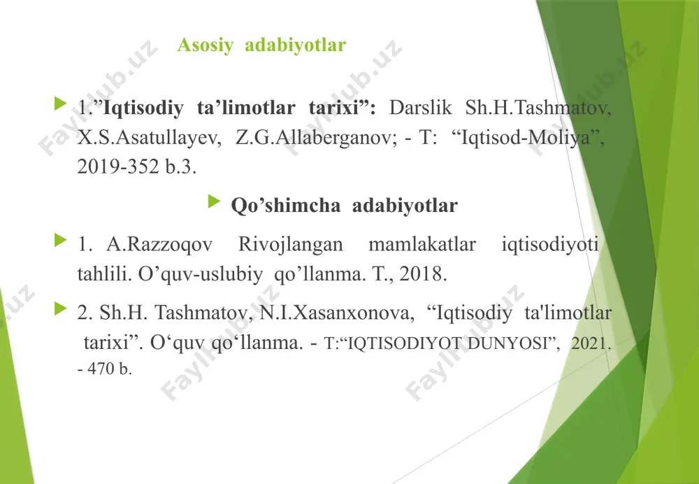 bilan tasodif tufayli amerika qit'asini ochdi. hindistonni qidirish yana davom etdi va 1498 yilda vasko da gama tomonidan ko`pchilik intizorlik bilan kutgan bu diyorga yo`l ochildi. boshqa dengizchi magellanning butun dunyo bo`ylab qilgan sayohati tufayli yangi yer, orollar kashf etildi, ular qisqa vaqt ichida yevropa davlatlarining mustamlakasiga aylantirildi, u yerlarda oltin-kumush konlari ochildi, yangi xom ashyo, ekin, hayvon turlari ochildi, ularning yevropaga kirishi boshlandi (paxta, makkajo`xori, tamaki, kofe, kakao). merkantilizmning maqsadi mamlakatga oltin va kumushning oqib kelishini ta‘minlash maqsadida, tashqi savdoni tartibga solish; arzon xom ashyoni import qilish yo'li bilan sanoatni rag‘batlantirish; import qilinadigan sanoat tovarlariga tariflarni belgilash; eksportni, ayniqsa, tayyor mahsulotlar eksportini rag‘batlantirish. merkantilizm iqtisodiy ta'limotining mohiyati merkantilizm rivojida ikki davrni ajratish mumkin: 1. ilk merkantilizm yoki monetarizm (xv-xvi asr o`rtalari). 2. rivojlangan merkantilizm, savdo balansi (yoki manufaktura sistemasi) (xvi-xviii asr o`rtalari). iqtisodiyot tarixida sanoat iqtisodiyot tarixida sanoatning uch xil shaklini ajratish mumkin: uy hunarmandchiligi, manufaktura va fabrika. uy …
