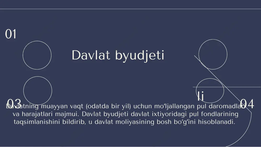 byudjetning qayta taqsimlash funksiyasi aniq maqsadli bydjet xarajatlariga tegishlidir. davlat umumiy xo’jalik sub’ekti sifatida faoliyat yuritib, takror ishlab chiqarish jarayoni barcha ishtirokchilarining iqtisodiy manfaatlarini hisobga oladi, shuning uchun xam byudjet xarajatlari hamma soha va tarmoqlarni qamrab oladi. agar taqsimlashning birinchi bosqichida byudjet mablag’lari milliy daromadda davlatning ulushi sifatida maydonga chiqsa, uning ikkinchi bosqichida esa ana shu ulush qismlarga bo’linadi va ko’p sonli kanallar orqali turli tadbirlarni moliyalashtirishga va fondlarni shakllantirishga yo’naltiriladi. davlat byudjetining nazorat funksiyasi davlat byudjetining nazorat funksiyasi ham o’ziga xos bo’lgan xususiyatlarga ega. byudjetning milliy iqtisodiyot bilan uzviy bog’liqligi takror ishlab chiqarishning barcha bo’linmalarida ahvolning qandayligi to’g’risida ma’lumotlar bilan doimiy ta’minlab turadi. milliy iqtisodiyot istalgan bir sohasi yoki korxonaning moliyaviy ahvoli, albatta, davlat byudjeti bilan bo’ladigan o’zaro munosabatlarda – soliqlarda, to’lovlarda, . byudjetdan moliyalashtirish hajmlarida, byudjet assignovaniyalarini . o’zlashtirishda va hokazolarda – o’z ta’sirini ko’rsatadi. yaim hajmi davlat byudjet xarajatlari 318,5 trillion sum davlat byudjet taqchilligi 4,4 trillion …