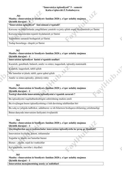 innovatsion iqtisodiyot — DOC