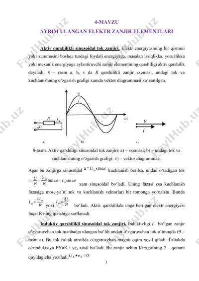 elektr zanjir elementlari — DOCX