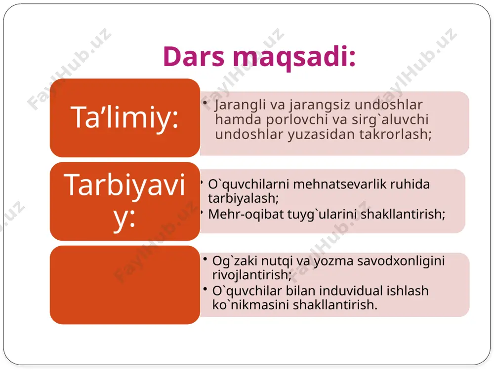 .tilshunoslikka oid so’zlar 2.hayvon-jonivorga oid so’zlar 3.inson xislatlariga oid so’zlar uyga vazifa “buyuk siymolarga ehtirom” mavzuida matn tuzish. gapdan ikki so’zning undoshlarini tahlil qiling e’tiboringiz uchun rahmat iii 13