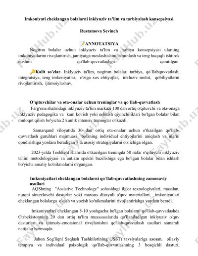inklyuziv ta'lim va tarbiya treninglari — DOCX