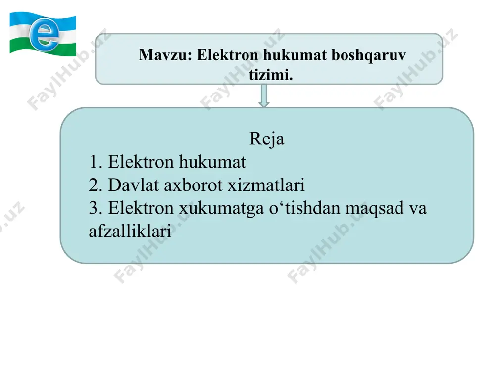to‘g‘risidagi 2013 yil 27 iyundagi pq-1989-son qarori; mamlakatimizning dasturiy ta’minot vositalari ishlab chiquvchilarini rag‘batlantirishni yanada kuchaytirish chora-tadbirlari to‘g‘risidagi 2013 yildagi pq-2042-son qarori. axborotlashtirish sohasidagi asosiy me’yoriy-huquqiy xujjatlar o‘zbekiston respublikasi birinch prezidentining 2014 yil 3 apreldagi “iqtisodiyotning real sektorida axborot-kommunikatsiya texnologiyalarini yanada joriy etish choralari to‘g‘risida”gi pq-2158-son qarori; o‘zbekiston respublikasi birinchi prezidentining 2014 yil 7 apreldagi “o‘zbekiston respublikasida investitsiya iqlimi va ishbilarmonlik muhitini yanada takomillashtirishga doir qo‘shimcha chora-tadbirlar to‘g‘risida”gi pf-4609-son farmoni; o‘zbekiston respublikasi birinchi prezidentining 2014 yil 15 apreldagi “tadbirkorlik faoliyatini amalga oshirish va davlat xizmatlarini ko‘rsatish bilan bog‘liq tartibotlarni yanada takomillashtirish chora-tadbirlari to‘g‘risida”gi pq-2164-son qarori; o‘zbekiston respublikasi vazirlar mahkamasining 2014 yil 23 apreldagi “davlat va xo‘jalik boshqaruvi, mahalliy davlat hokimiyati organlari faoliyatida aktni joriy etish va rivojlantirishning holatini o‘rganishni amalga oshirish tartibi to‘g‘risidagi nizomni tasdiqlash haqida”gi 102-son qarori. akt rivojlantirish bo’yicha amalga oshirilgan islohatlar natijasida: - aloqa va axborotlashtirish sohasini yanada rivojlantirishga qaratilgan meyoriy-xuqukiy baza takomillashib bormoqda; - telekommunikatsiya tarmoqlarini …