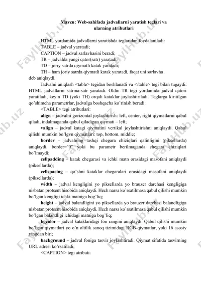 html jadval yaratish — DOCX