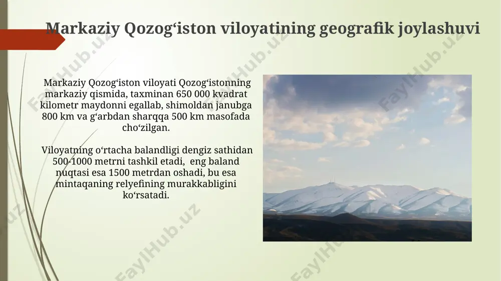 viloyatining yalpi ichki mahsuloti (yaim) tarkibida qishloq xoʻjaligi 15% dan ortiq ulushni egallaydi, asosan don va chorvachilik mahsulotlari ishlab chiqariladi. qaraghandi shahri: viloyatning markazi shaharning iqtisodiyotining muhim qismi koʻmir qazib olish sanoati hisoblanadi, yiliga oʻrtacha 15 million tonnadan ortiq koʻmir qazib olinadi va bu mamlakat iqtisodiyotining rivojlanishiga katta hissa qoʻshadi. qaragʻandi shahri qozogʻistonning janubi-sharqida, balxash koʻlining shimolida joylashgan boʻlib, taxminan 500 000 dan ortiq aholisi bor yirik sanoat markazidir. turizm salohiyati va istiqbollari markaziy qozogʻiston viloyatining sayyohlik salohiyati 10 dan ortiq milliy bogʻ va qoʻriqxonalarni oʻz ichiga oladi, bu esa ekoturizmning rivojlanishiga katta imkoniyat yaratadi. markaziy qozogʻistonning togʻli hududlari va koʻllari aktiv turizm turlari, masalan, togʻ velosipedi va trekking uchun katta salohiyatga ega bo'lib, bu sohaga 15 million aqsh dollari miqdorida investitsiyalarni jalb qilish mumkin. viloyatning maʼmuriy-hududiy tuzilishi viloyatning maʼmuriy markazi – viloyatning eng yirik shahri boʻlib, uning iqtisodiy va siyosiy ahamiyati yuqori. viloyatning hududiy boʻlinishi geografik xususiyatlar va aholi …
