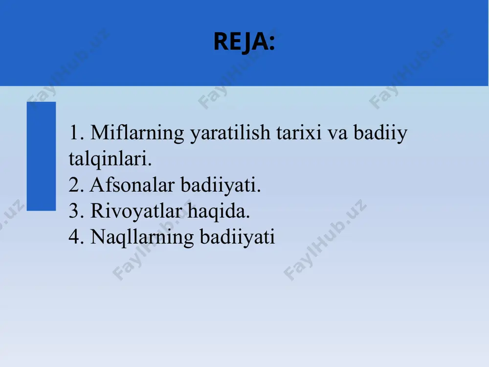 xos xususiyatlarida qayd etilgan shartlilik belgisi afsonalarga ham xosdir. afsona aytuvchi shaxs o’z hikoyasi qaysi mavzu va qaysi yo’nalishda bo’lishidan qat’iy nazar aks ettirilayotgan lavhaga tinglovchining to’liq ishonishini xohlagan. aytilayotgan xabardagi ayrim aniq ma’lumotlar esa muhokama qilish ortiqcha ekanini tasdiqlagan. rivoyatdan farqli o‘laroq afsona zaminida, albatta, mo‘jiza, sehr-jodu bo‘ladi. afsonalar olam (yer, quyosh va boshqa sayyoralar yuzaga kelishi) haqida, toponimik (qof tog‘i, daryo, dengiz, shahar, qal’a, qishloq, tepalik, eram bog‘i va hokazo), elatlarning kelib chiqishi (turkiy xalqlarning), hayvonot dunyosi (sher, ajdaho, anqo, semurg‘ va boshqalar)ga oid, tabiatdagi voqea, hodisalar (chaqmoq, zilzila, shamol va boshqalar) xususida, tarixiy shaxslar (er to‘nga, anglosakslar qiroli artur va boshqalar) to‘g‘risida, diniy (islomdagi nuh payg‘ambar xususidagi, abu muslim jangnomasi, avestodagi frangrasyan (afrosiyob), xristianlikdagi iso masihning havoriylari bilan sayohatiga bog‘liq voqea-hodisalar) va boshqa turli-tuman mavzularda bo‘ladi. afsonalar hajmi kichik, bayon qilinishi sodda, badiiy tasvir vositalaridan deyarli xoli bo‘ladi, tuzilishiga ko‘ra ertak, naql, rivoyatlarta o‘xshab ketadi. ertaklardan farqli …
