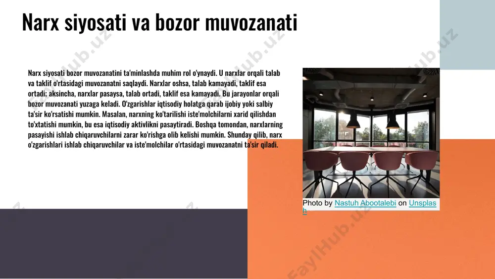 isodiy jihatdan oqilona bo'lmasligi mumkin. muammo 4: nazorat mexanizmlarining yetarli emasligi narxlarni nazorat qilish mexanizmlarining zaifligi narx siyosatini amalga oshirishga salbiy ta'sir qiladi. masalan, davlatning narx nazorati yetarlicha samarali bo'lmasa, narxlar kutilmagan ravishda oshishi mumkin, bu esa iqtisodiy barqarorlikka tahdid soladi. photo by annie spratt on unsplash ijtimoiy adolatning ahamiyati ijtimoiy adolat, insonlar o'rtasidagi tenglik va imkoniyatlarni ta'minlashga qaratilgan muhim tushuncha hisoblanadi. iqtisodiy siyosatda ijtimoiy adolatni ta'minlash, jamiyatda farovonlik va barqaror rivojlanishga erishish uchun zarurdir. ijtimoiy adolat orqali iqtisodiy resurslar adolatli taqsimlanadi, bu esa iqtisodiy o'sish uchun mustahkam asos yaratadi. ijtimoiy adolatga erishishning asosiy maqsadlari – iqtisodiy resurslarni adolatli taqsimlash, barcha qatlamlarga teng imkoniyatlar yaratish va ijtimoiy farovonlikni oshirishdir. ijtimoiy adolat va iqtisodiy o'sish o'rtasida o'zaro bog'liqlik mavjud. adolatli siyosat, iqtisodiy o'sishni rag'batlantiradi va jamiyatda barqarorlikni ta'minlaydi. ijtimoiy adolat tushunchasi ijtimoiy adolat va iqtisodiy o'sish iste'molchilar huquqlarini himoya qilish iste'molchilar huquqlari iste'molchilarning mahsulotlar va xizmatlar sifatidan, reklamalardan va bozor sharoitlaridan …