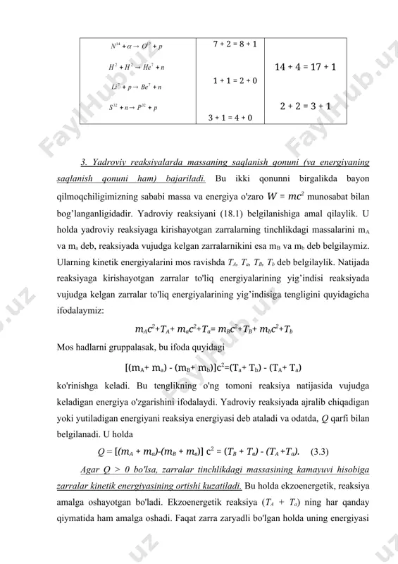 i yadrolarda sobiq sovet fiziklari g.n.flerov va k.a.petrjaklar tomonidan kuzatildi. lekin spontan bo'linishning tajribada aniqlangan ehtimolligi juda kichik, ya'ni yarim yemirilish davri nihoyat katta. masalan, uran uchun 0,8∙1016 yilga teng. demak, yuqoridagi savolni quyidagicha ifodalasa ham bo'ladi: nima uchun ikkiga ajralishga nisbatan q > 0 bo'lgan yadrolarning bo'linishini amalga oshirish uchun tashqaridan biror ta'sir berilishi kerak? bu savolga javob berish uchun yadroning tomchi modelidan foydalaniladi. mazkur modelda atom yadrosi suyuqlik tomchisiga o'xshatiladi. shuning uchun yadroning bo'linish jarayonini bayon qilishdan oldin suyuqliq tomchisi ustidagi mulohazalarga to'xtab o'taylik. agar sharsimon suyuqlik tomchisnni astagina turtsak, u deformatsiyalanib, "nafas olayotgandek" tebranadi. bunda tomchining shakli sharsimondan ellipsoidsimonga, undan yana sharsimonga o'tadi. shu tarzda ma'lum vaqt tebrangach, tomchi yana sharsimon shaklini oladi, chunki bu shakl tomchi uchun asosiydir. agar tomchiga berilgan turtki yetarlicha katta bo'lsa, tomchi tebranish jarayonida elastik deformatsiyaning kritik nuqtasidan o'tib ketadi. natijada tomchining boshlanrich sferasimon shaklga qaytish imkoniyati yo'qoladi. shuning uchun tomchi bir …