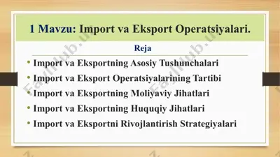import va eksport operatsiyalari — PPTX