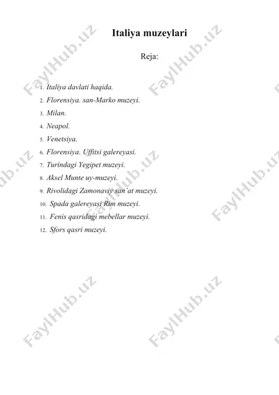 italiya muzeylari — DOCX