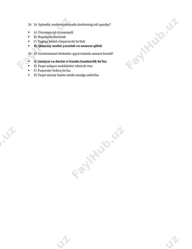 institutsional islohotlar bo‘yicha test savollari - Page 3