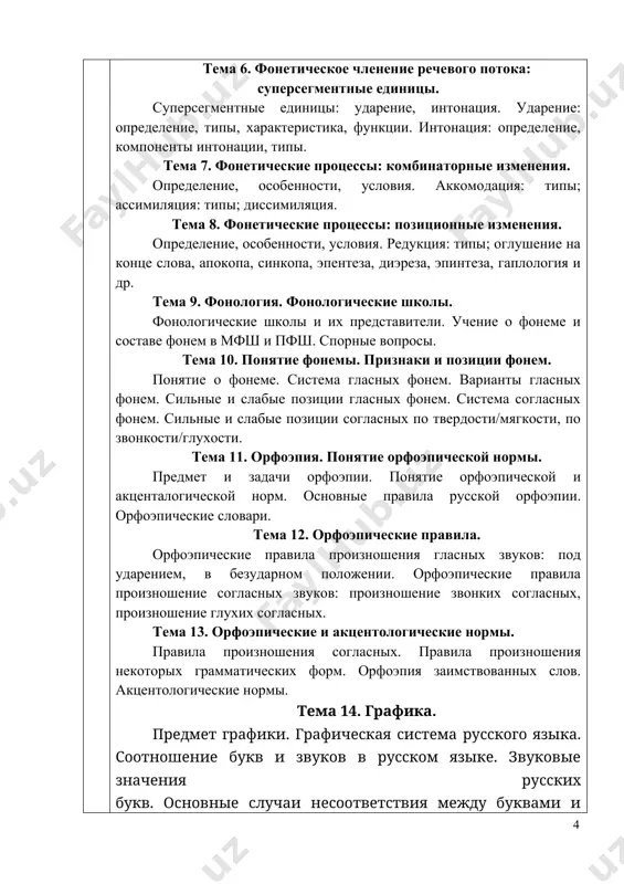 дийными устройствами. желательно проводить занятия, используя активные и интерактивные методы, соответствующие инновационные педагогические и информационные технологии. iv. самообразование и самостоятельная работа для самообразования рекомендуются следующие темы: 1. подготовка сообщение и презентации по теме: «речевой аппарат». 2. подготовка интеллект-карты по теме «фонологические школы и их представители». 3. подготовка сообщения с использованием метода «диаграмма вена» по теме «учение о фонеме и состав в мфш и пфш: спорные вопросы». 4. индивидуальная работа по темам: - фонетическая транскрипция отдельных слов, текста. - характеристика звуков в слове. - определение фонетических процессов в словах. - определение сильных и слабых позиций фонем в слове. - полный фонетический анализ слова. рекомендуется, чтобы студенты готовили по самостоятельно освоенным темам сообщения, презентации, письменные работы и представляли их на проверку. 3. v. результаты обучения (сформированные компетенции) в результате усвоения предмета бакалавр должен: иметь представление о традиционных исследованиях и новейших достижениях в области фонетики и фонологии; об особенностях и закономерностях развития фонетико-фонологической …