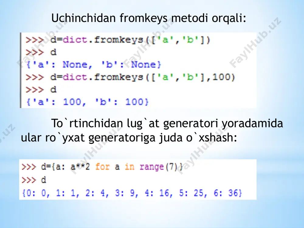 pythonda lug’at(dict)lar bilan ishlash - Page 5