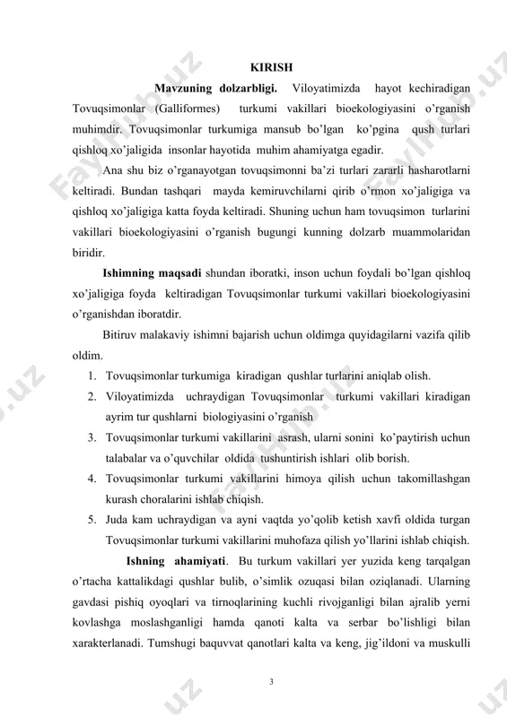uvaloqda bu bez bо‘lmaydi. qushlarning jag‘ suyaklari tishsiz bо‘ladi. tumshug‘ni hosil qiladigan shoxsimon g‘ilofga о‘ralgan bо‘ladi. bu g‘ilofning yuqori tumshuq usti pastki qismi tumshuq osti deb ataladi. tabiatda uchraydigan qushlarning dunyo bо‘yicha 8600 yuzdan ortiq turi bо‘lib, ular tabiatning deyarli hamma joylarida tarqalgan. tabiat uchun, inson uchun ularni ahamiyati benihoyatda kattadir. ayrimlari о‘simliklar urug‘larini kо‘payishida muhim ahamiyat kasb etadi. azaldan insonlar qushlarning patlaridan, parlaridan foydalanib kelishgan. hozirgi kunda insonning gо‘shtga, tuxumga bо‘lgan talabini qondirishga, manzara beradigan inson zavq oladigan qushlar turlarini kо‘paytirish maqsadga muvofiqdir. i. qushlar sinfi vakillariga tavsifnoma . qushlar (aves) gomoyterm (issiq qonli), ya'ni tana temperaturasini doimo bir xilda saqlab turadigan hayvonlar jumlasiga kiradi. qushlar tanasining temperaturasi o’rtacha 430 atrofida. bu hol moddalar almashinuvining yuksak darajada bo’lib turishiga bog’liq. mana shunday xususiyat uchish vaqtida energiya sarfi ko’p bo’lishidan kelib chiqadi. qushlar soatiga 100 km.gacha tezlikda uchishi mumkin. (lochinlar). evolyutsiya prosessida qushlar yerni o’rab turadigan atmosferada aktiv harakatlanishga yaxshi …