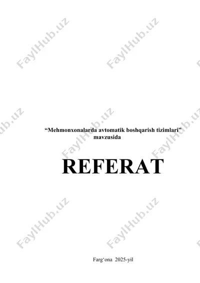 mehmonxonalarda avtomatik boshqarish tizimlari — DOCX