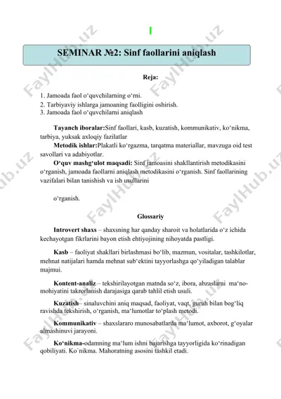 faol o'quvchilarni aniqlash metodikasi — DOCX