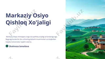 markaziy osiyo qishloq xo'jaligi — PPTX