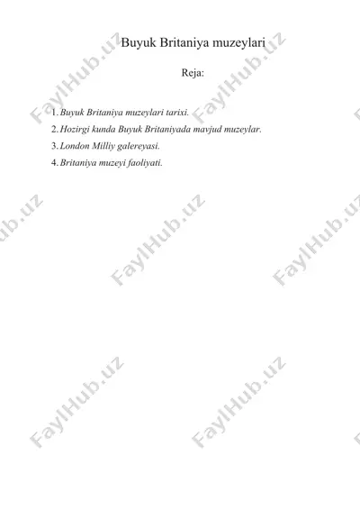 buyuk britaniya muzeylari — DOCX