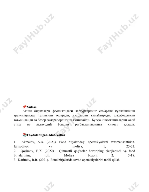 birja faoliyatida qo‘llaniladigan dasturlar - Page 5