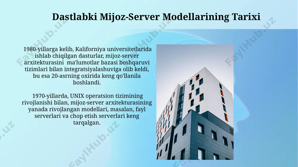mijoz-server arxitekturasi asoslari va tarixiy rivojlanishi - Page 4