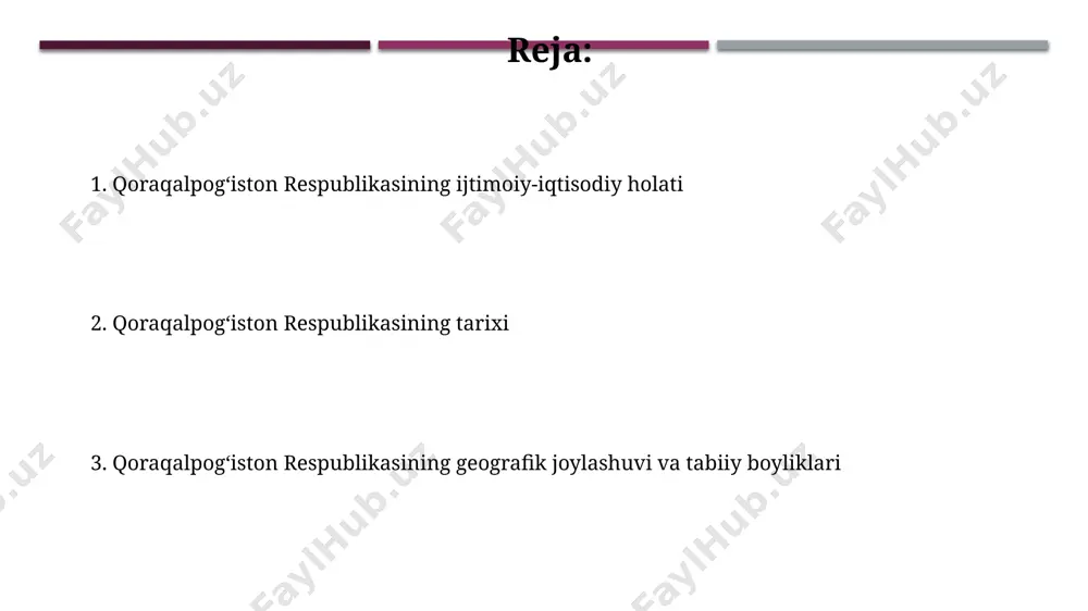 on respublikasida 2022-yil holatiga ko'ra 1000 kishiga 25 dan ortiq shifokor to'g'ri keladi, bu respublika aholisining tibbiy xizmat ko'rsatishga bo'lgan ehtiyojini qondirishda muhim omil hisoblanadi. qoraqalpogʻiston respublikasining turizm salohiyati respublikaning boy madaniy merosi, qadimgi aral dengizi qirgʻoqlari, qadimiy qal’a va yodgorliklar, 5000 yildan ortiq tarixga ega boʻlgan tarixiy obidalari turizmni jalb qilish uchun muhim omil hisoblanadi. qoraqalpogʻistonning amudaryo boʻyidagi noyob tabiiy landshaftlari, 200 dan ortiq qushlarning turli xil turlari va noyob oʻsimliklarning mavjudligi ekoturizmni rivojlantirish uchun katta salohiyat yaratadi. qoraqalpogʻiston respublikasining aholisi respublika aholisining etnik tarkibi asosan qoraqalpoqlar (58%), o'zbeklar (27%) va boshqa millat vakillaridan iborat bo'lib, milliy xilma-xillikni aks ettiradi. qoraqalpogʻiston respublikasining aholisi soni 2022-yil holatiga ko'ra taxminan 2 million kishini tashkil etgan bo'lib, bu o'zbekiston aholisining taxminan 2% ni tashkil qiladi. qoraqalpogʻiston respublikasining kelajagi qoraqalpogʻistonning kelajagi, xalqaro hamkorlik va toʻgʻridan-toʻgʻri xorijiy investitsiyalarni jalb qilish orqali, 2025 yilgacha kamida 3 ta yirik sanoat korxonasini ishga tushirish orqali taʼminlanadi. qoraqalpogʻistonning …