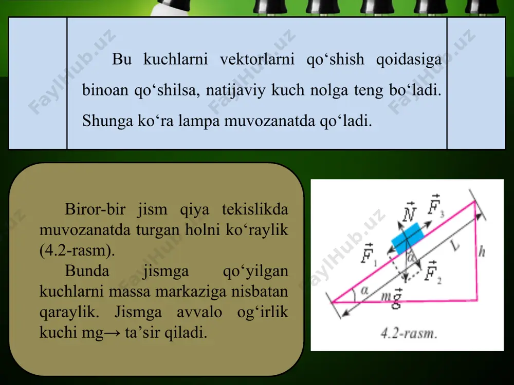 jismlarning muvozanatda bo‘lish shartlari 10 - sinf - Page 5