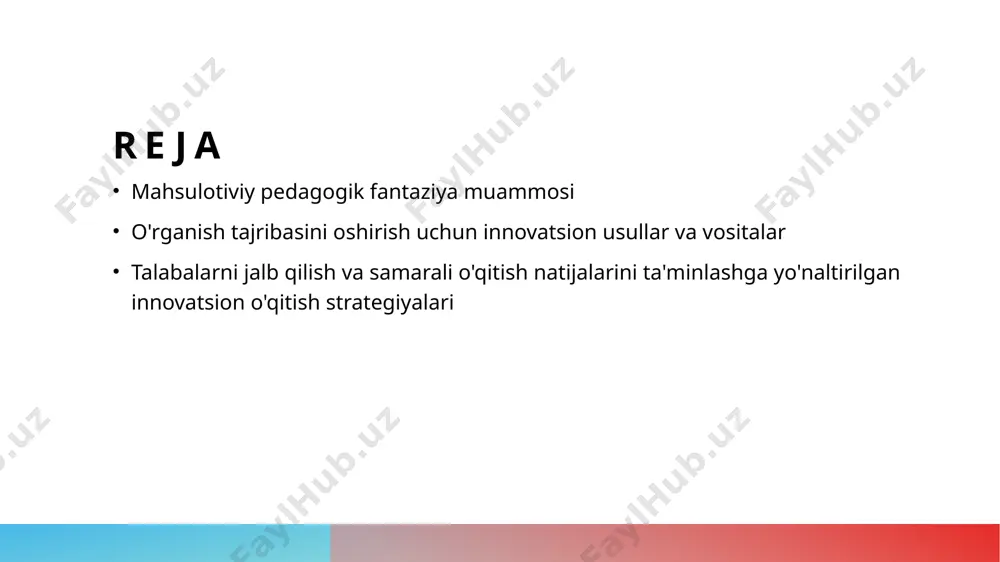 ster1.xml.rels ppt/slidelayouts/_rels/slidelayout1.xml.rels ppt/slidelayouts/slidelayout5.xml ppt/slidelayouts/_rels/slidelayout3.xml.rels ppt/slidelayouts/_rels/slidelayout4.xml.rels ppt/theme/theme1.xml ppt/media/image1.jpg ppt/media/image2.jpg ppt/media/image3.jpg ppt/media/image5.jpg ppt/media/image4.jpg docprops/thumbnail.jpeg ppt/presprops.xml ppt/viewprops.xml ppt/tablestyles.xml ppt/media/media1.mp4 docprops/app.xml docprops/core.xml ppt/media/image6.png [content_types].xml _rels/.rels docprops/custom.xml kasbiy pedagogik fantaziya muallif: user reja mahsulotiviy pedagogik fantaziya muammosi o'rganish tajribasini oshirish uchun innovatsion usullar va vositalar talabalarni jalb qilish va samarali o'qitish natijalarini ta'minlashga yo'naltirilgan innovatsion o'qitish strategiyalari mahsulotiviy pedagogik fantaziya: asosiy ko'rsatgichlar mahsulotlarni innovatsion usullar bilan o'qitish mahsulotlarni o'qitishda innovatsion texnikalar va usullar qo'llash, talabalar ustida yaxshi ta'sir qoldirishga yordam beradi. ko'p so'raladigan savollar va javoblar savollar va javoblar o'qitish jarayonida talabalarning tushunish darajasini oshirish va fikr bildirishga imkon beradi. interaktiv darsliklar va multimedia vositalar interaktiv darsliklar va multimedia vositalar talabalarni faol qatnashishga tezlashtiradi va o'qitish jarayonini o'zlashtiradi. ta'lim maqsadlari va natijalari mahsulotiviy pedagogik fantaziya orqali ta'limning maqsadlari va natijalarni amalga oshirishga yo'l yo'riq beradi va o'qitish jarayonini samarali qiladi. mahsulotiviy pedagogik fantaziya: o'qitishda yangiliklar mahsulotiviy pedagogik fantaziya o'quv jarayonini yanada qiziqarli va oson qilish …