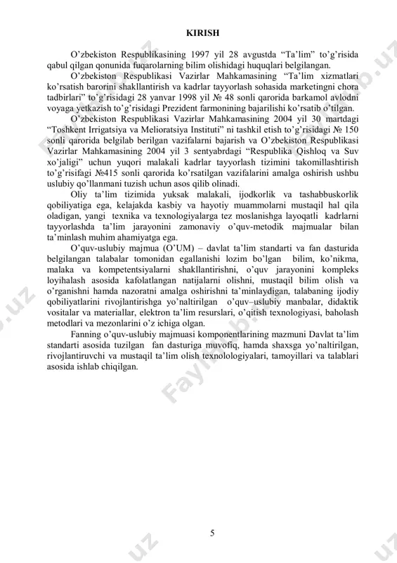 nasoslarda kavitatsiya. kavitatsiya tushunchasi, hosil bo’lish sabablari va qarshi kurash choralari. chegaralangan va ruxsat etilgan kavitatsiya zaxirasi. parrakli nasoslar xarakteristikasi. markazdan qochma va o’qiy nasoslarning turlari o’ziga xosligi. 2 5 parrakli nasoslarning xarakteristikalari. parrakli nasoslarning xarakteristikalari. nasos xarakteristikasidagi ishchi nuqta va ishchi oralig’i tushunchasi. nasoslar ishlash tartibini rostlashning xar xil usulari. parrakli nasoslarni ishga tushirish sharti. parallel va ketma-ket ulangan bir nechta nasoslarni birgalikda ishlashi. parrakli nasoslarni sinash. sinov o’tkazish qurilmalari. 2 6 hajmiy nasоslar. xajmiy nasoslarning umumiy tasnifi. porshenli, tishli, vintli, diafragmali, shlangli, suv xalqali, nasoslar. 2 7 suv ko`targichlar. porshenli nasosning ishlash tartibi, sarfi, bosimli, quvvati va f.i.k. xajmiy nasoslarning ishlash tartibi, konstruksiyasi va qo’llanish soxalari. 2 8 gidrоbo`g’inlar sхеmasi. bo’g’ni elementlari: suv olish va keltirish inshootlari, nasos stansiya binosi, bosimda quvurlar suv chiqarish hamda uzatish inshootlari va ularning joylashuvi. gidrobo’gni sexmasini tanlash va uning vazifasi. 2 20 9 nasоs stantsiyalarining gidrоmехanik va enеrgеtik jihоzlari. sug’orish tizimlaridagi nasos …